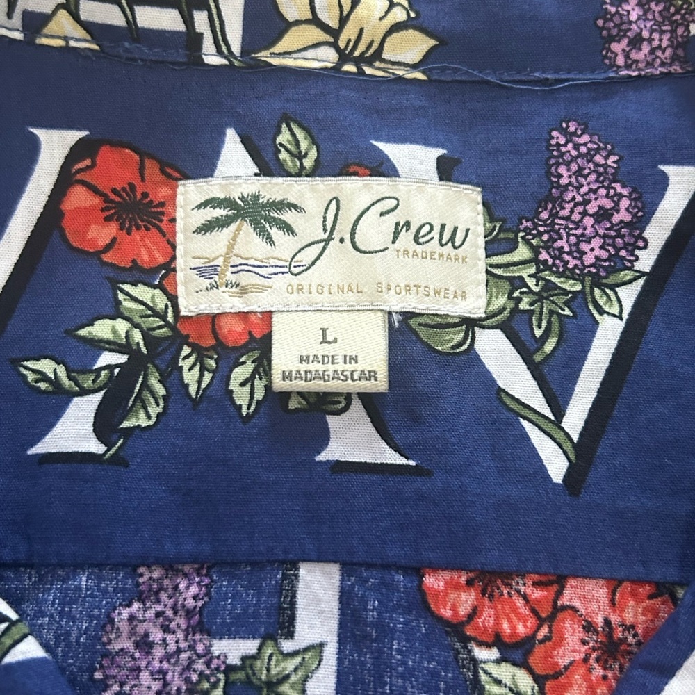 J. Crew Men’s Large Heat Wave Spell Out Hawaiian Shirt - Picture 4 of 7